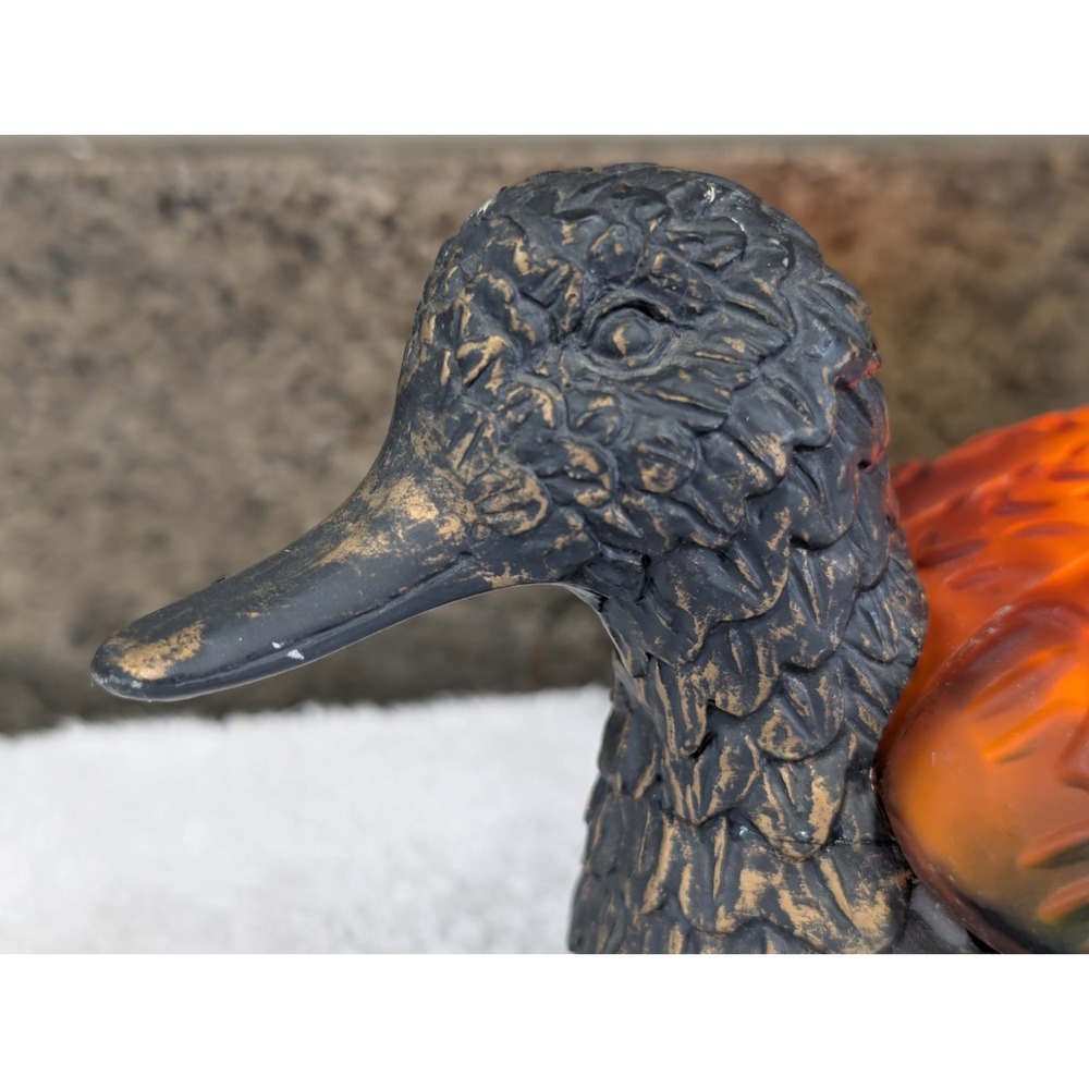 Vintage Mallard Duck Night Lamp Amber Glass Tiffany Style Metal Works